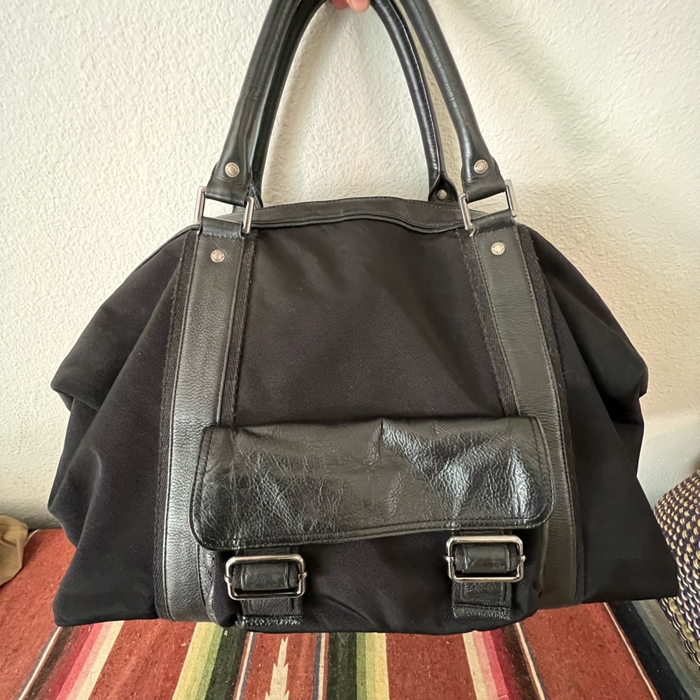 Banana Republic leather trim weekender large travel bag